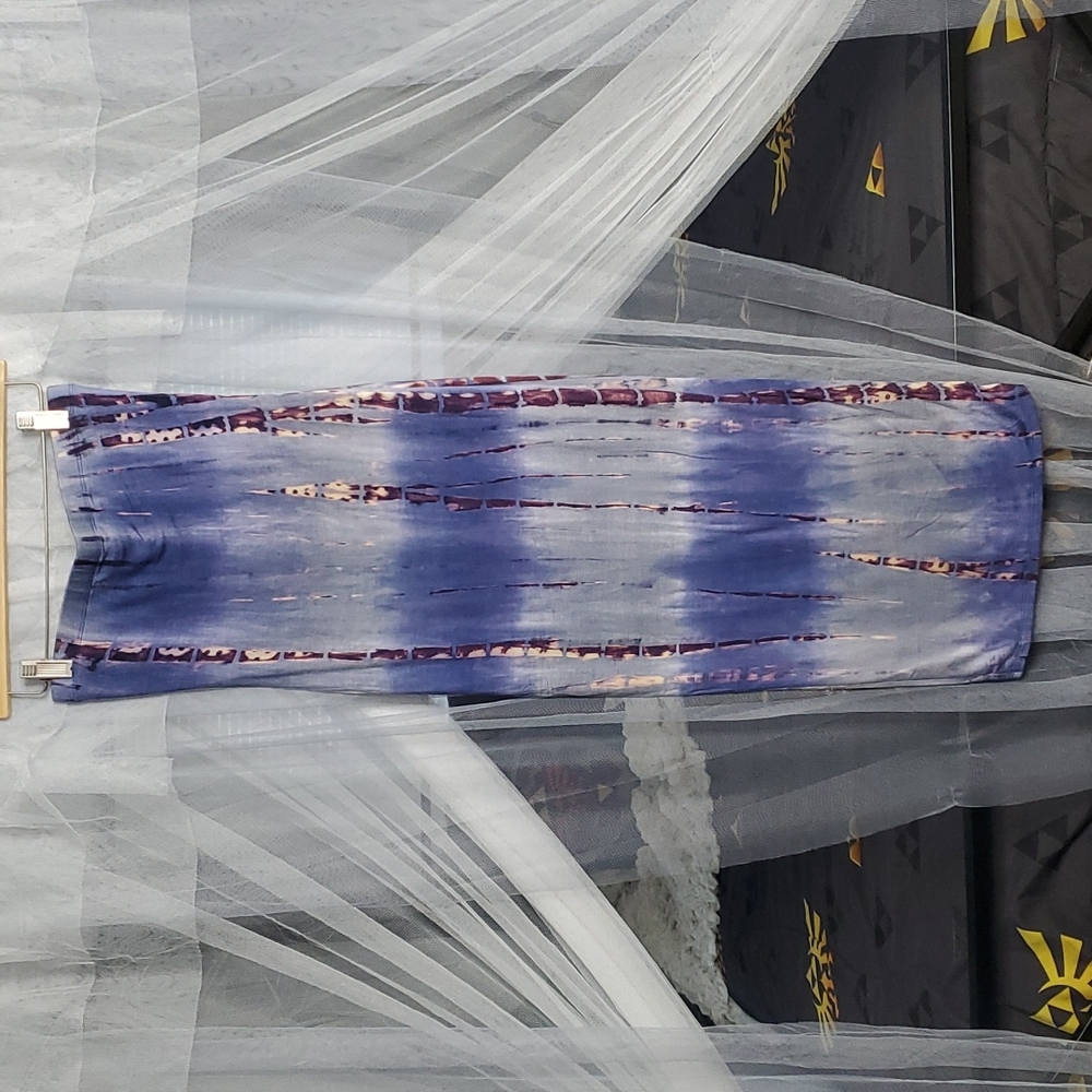 NWT Love Culture Strapless Tiedye Midi Bodycon Dress SM Blue